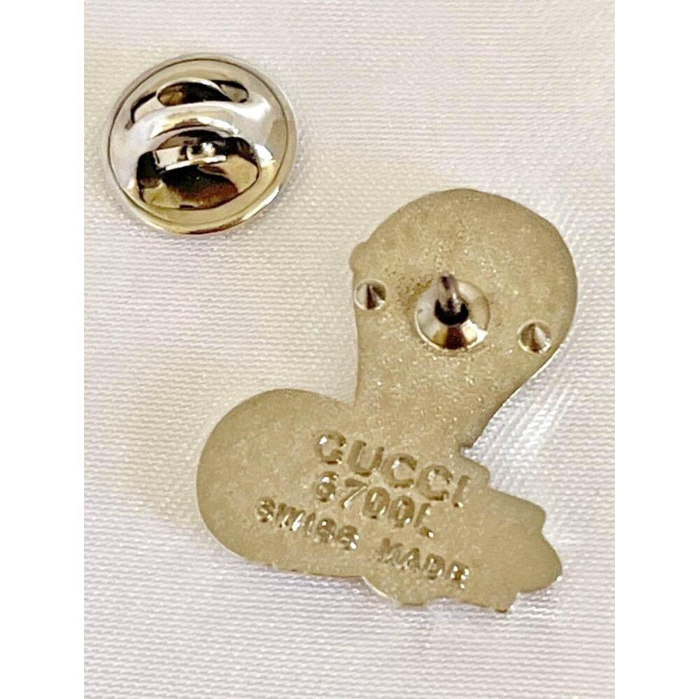 GUCCI Vintage 6700L Lapel Pin Brooch Silvertone Stamped 1990s RARE - Picture 4 of 12